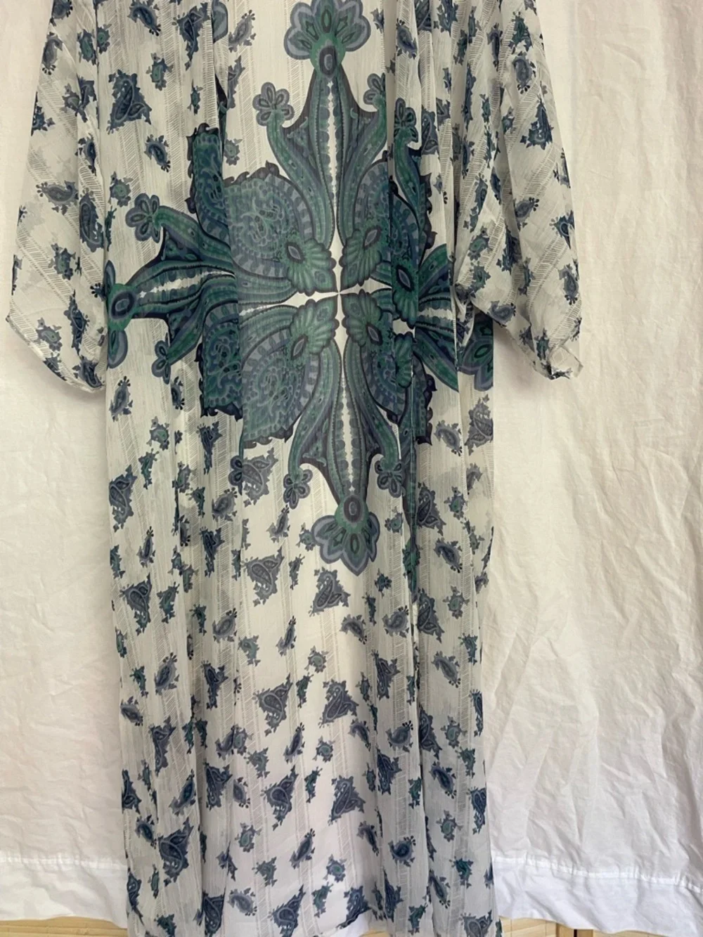 Dizzy Gal Sheer Paisley Kimono Boho Longline Duster Cardigan festival Size 1X